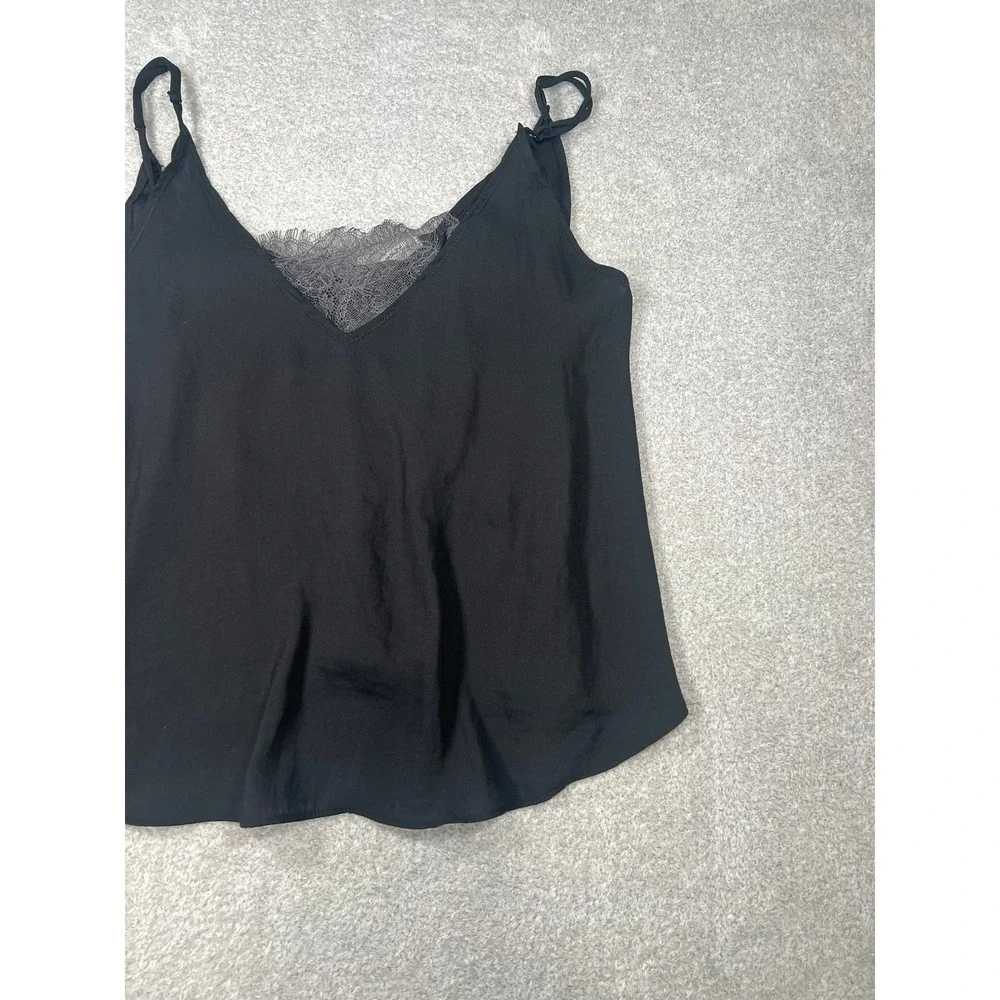Intimately Free People Black Lace Trim Cami Tank Top XS V-Neck Adjustable Straps